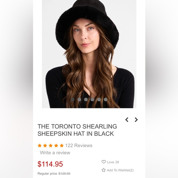 BLACK REAL SHEARLING SHERPA LAMBSKIN HAT WITH BRIM - Picture 11 of 11